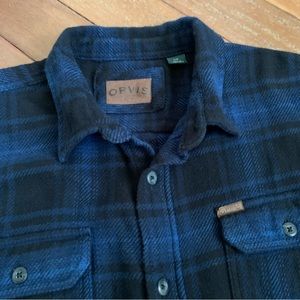Orvis Big Bear Heavy Weight Flannel Plaid Shacket Shirt Blue/Black